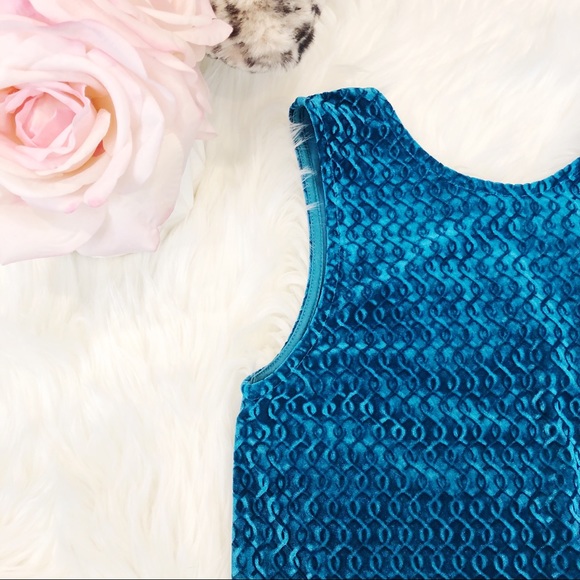 Topshop Blue Velvet Dress with Fringe Size 4/S - Picture 2 of 8